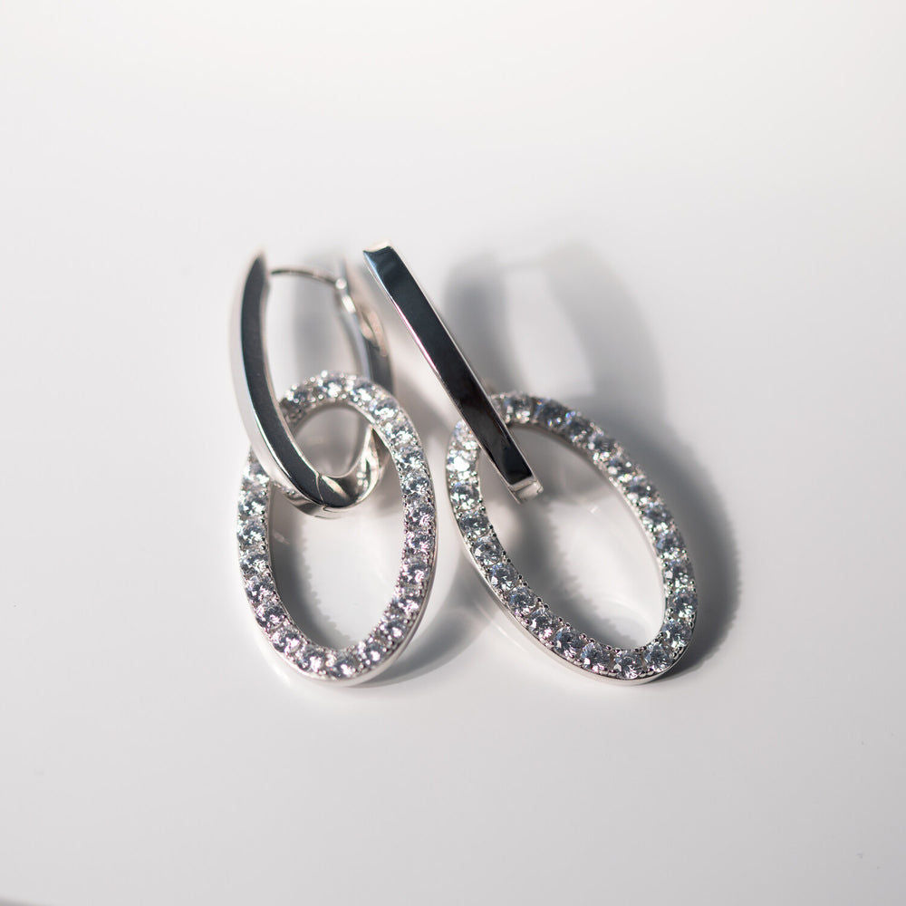 Ellisse Due Silver Earrings w. Zirconia