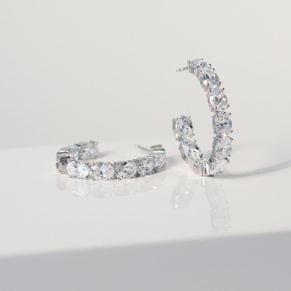 Ellisse Silver Hoops w. Zirconia