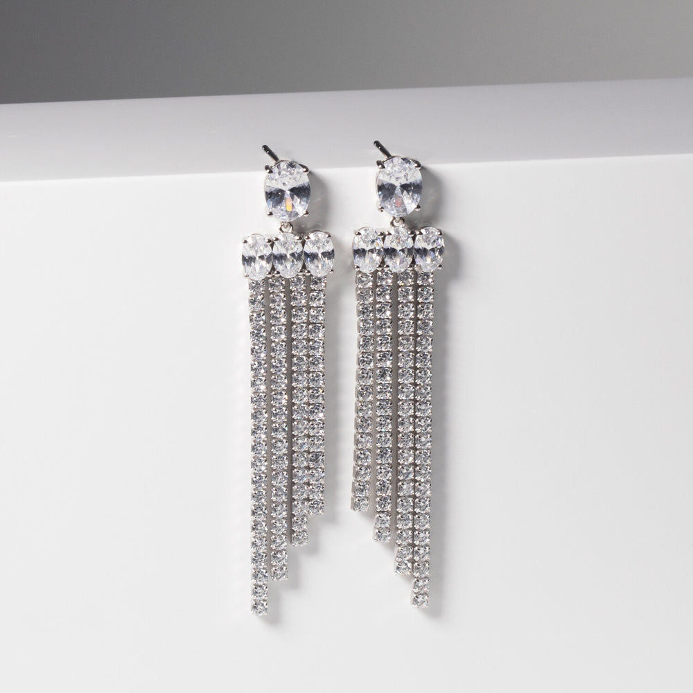 Ellisse Lungo Exclusive Piccolo Silver Earrings w. Zirconias