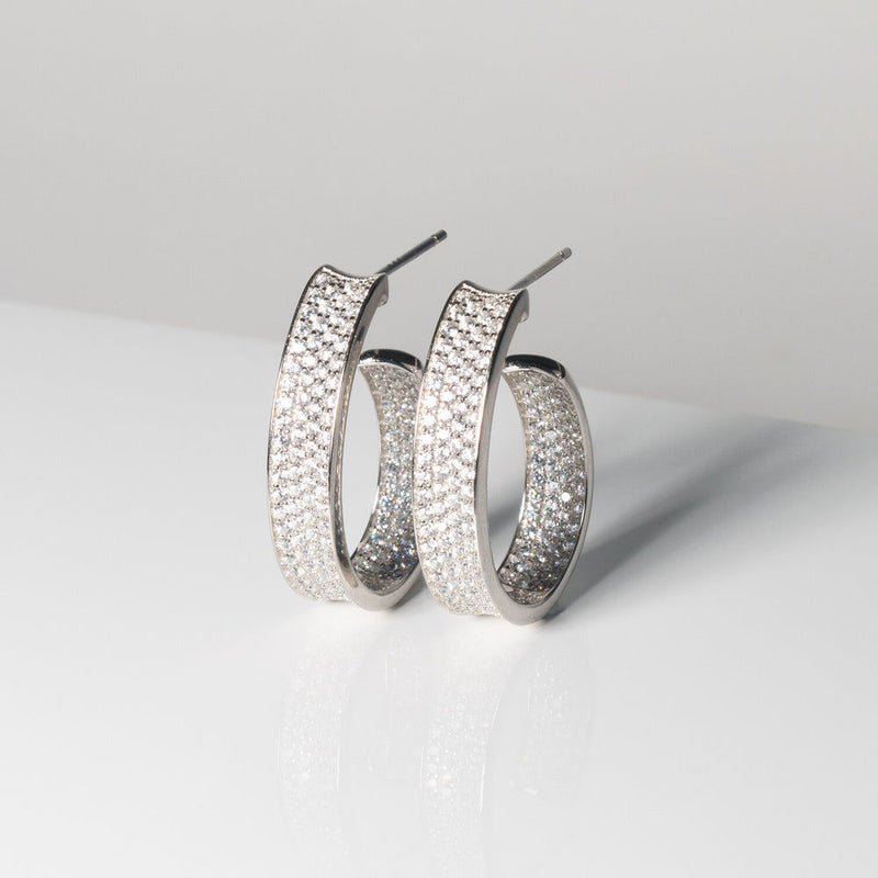 Felline Concavo Silver Earrings w. Zirconias