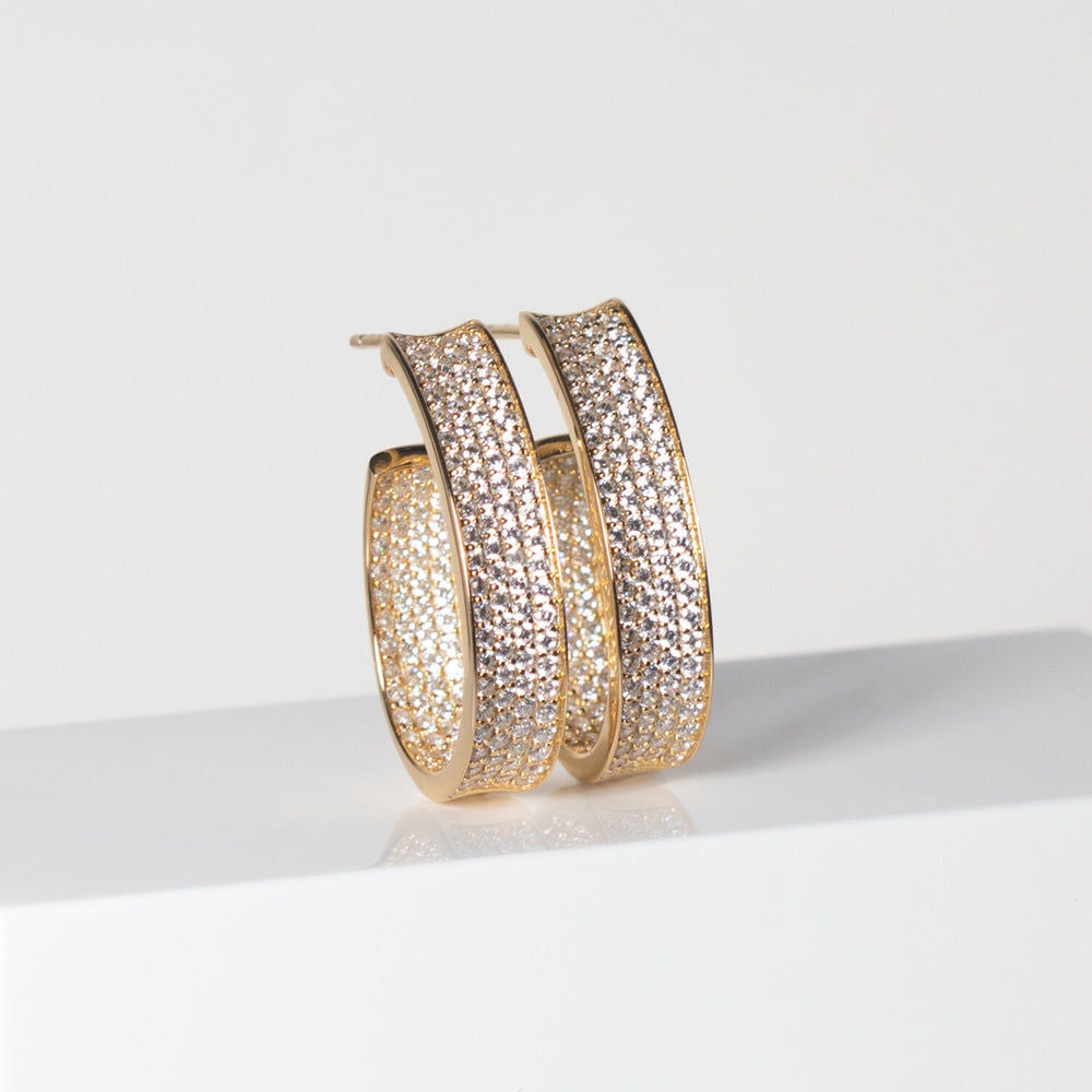 Felline Concavo 18K vergoldete Ohrringe m. Zirkon