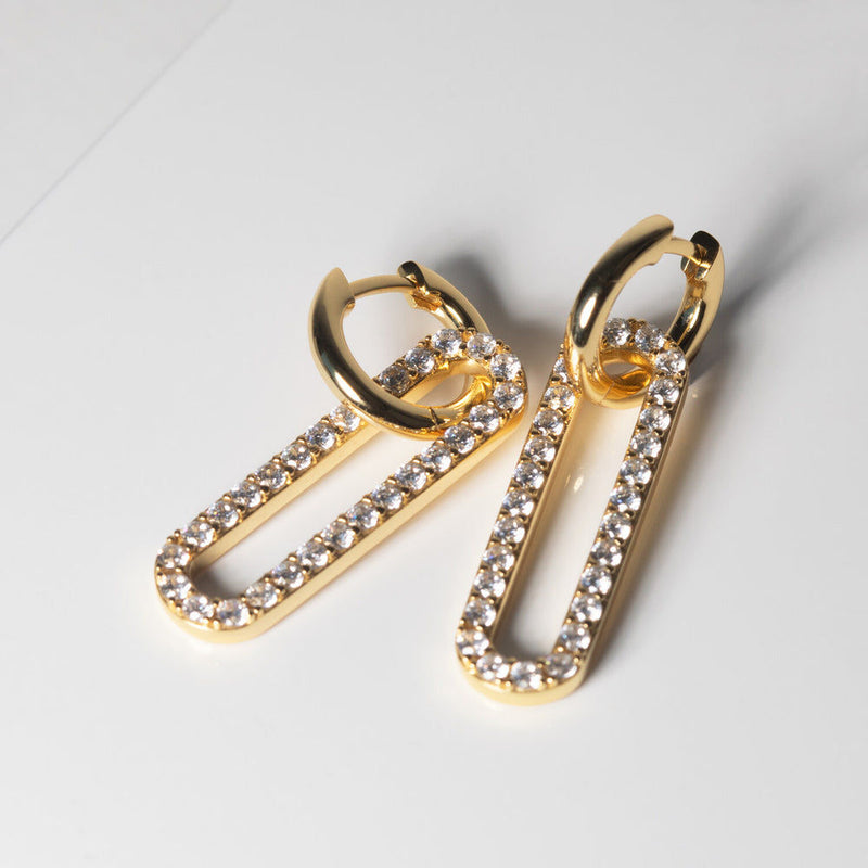 Capizzi Lungo 18K Gold Plated Earrings w. Zirconia