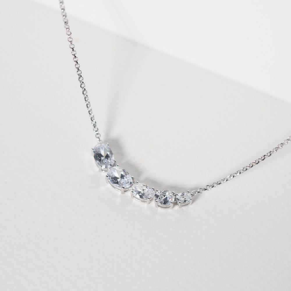 Ellisse Cinque Silver Necklace w. Zirconias