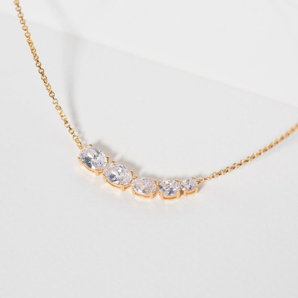 Ellisse Cinque 18K Gold Plated Necklace w. Zirconias