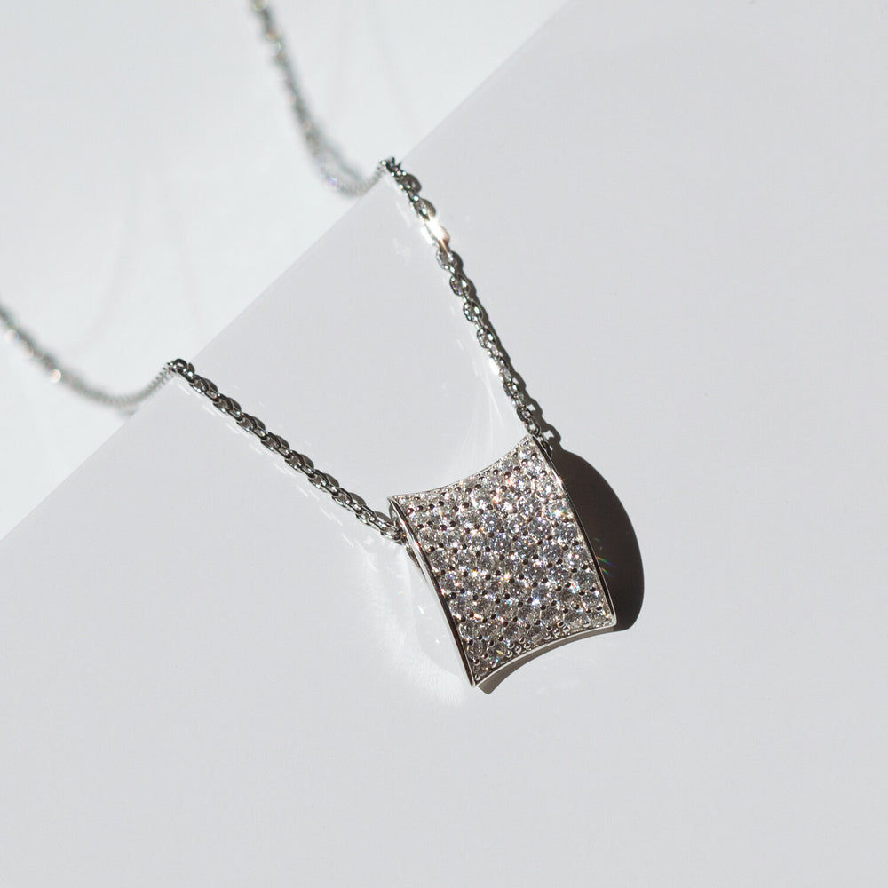 Felline Concavo Sølv Halskæde m. Zirkoner