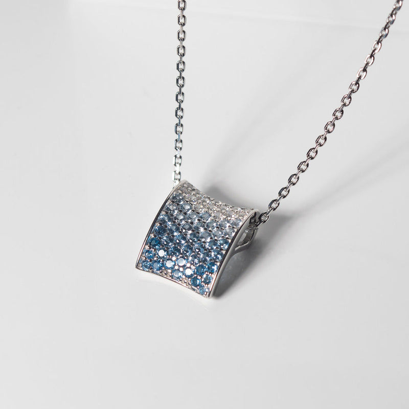 Felline Concavo Silver Necklace w. Blue Zirconias