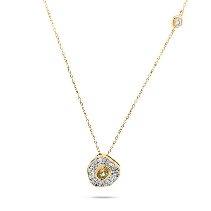 Desert Rose 18K Gold Necklace w. Yellow Sapphire & Diamonds