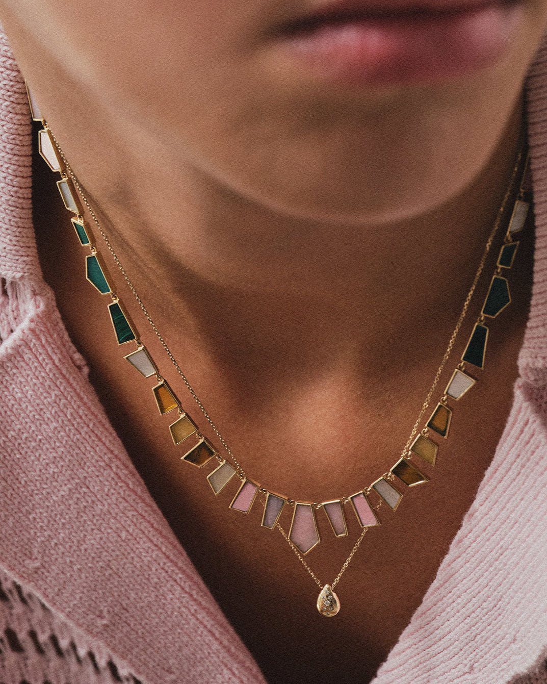 Dala Diamond Scatter 9K Gold Necklace w. Diamonds