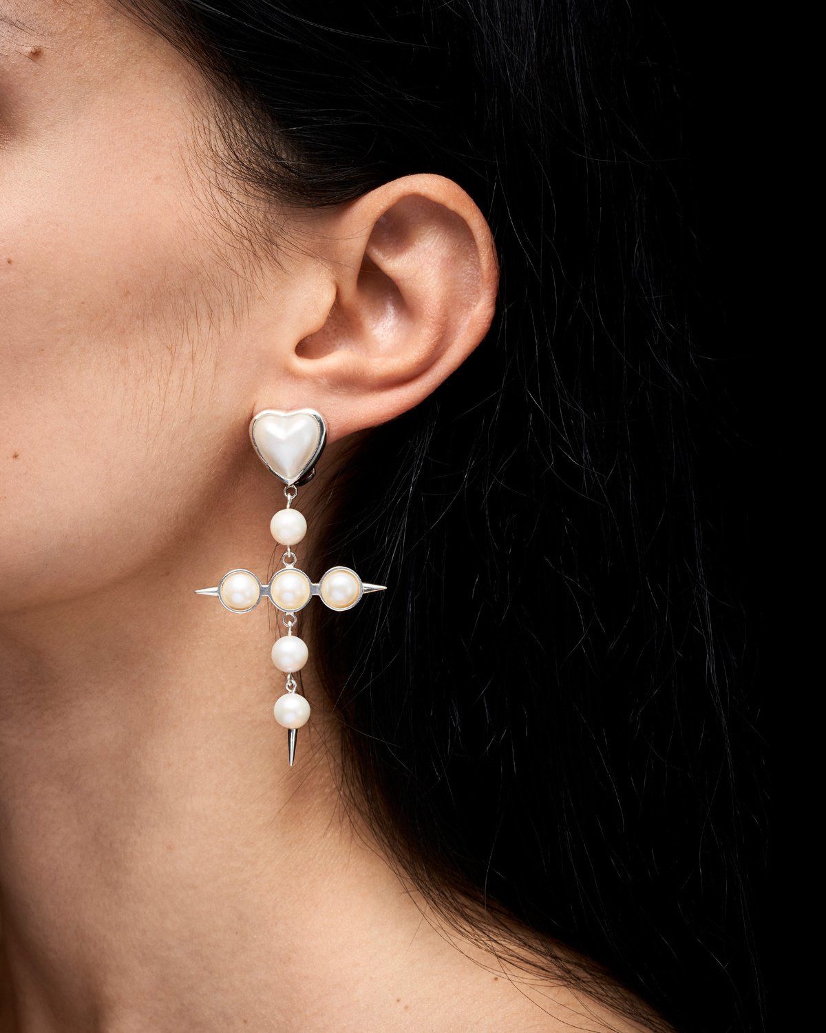 Empress Silver Earring w. Freshw.ater Pearls & Mabe Pearl