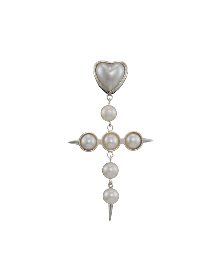 Empress Silver Earring w. Freshwater Pearls & Mabe Pearl