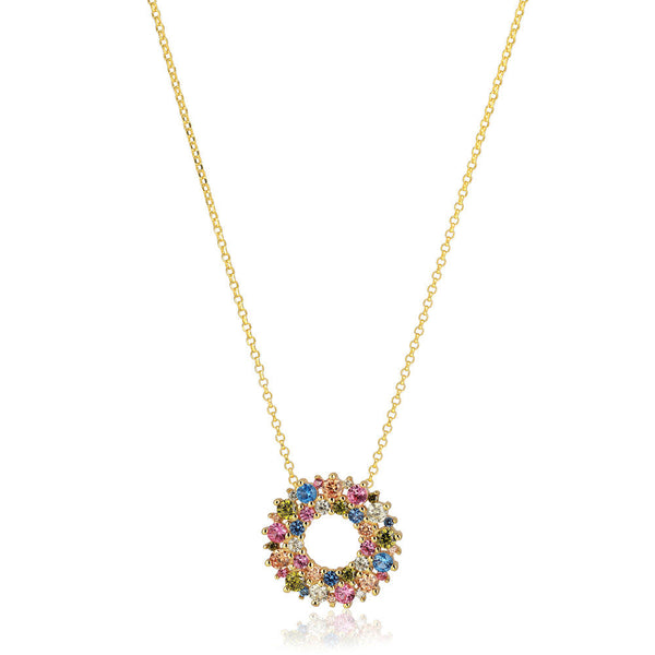Livigno 18K Gold Plated Necklace w. Colored Zirconias