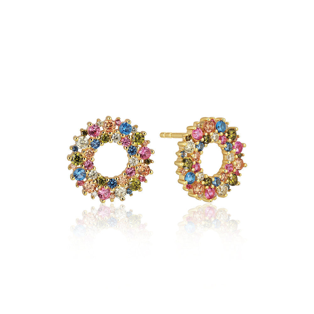 Livigno 18K Gold Plated Earrings w. Colored Zirconias