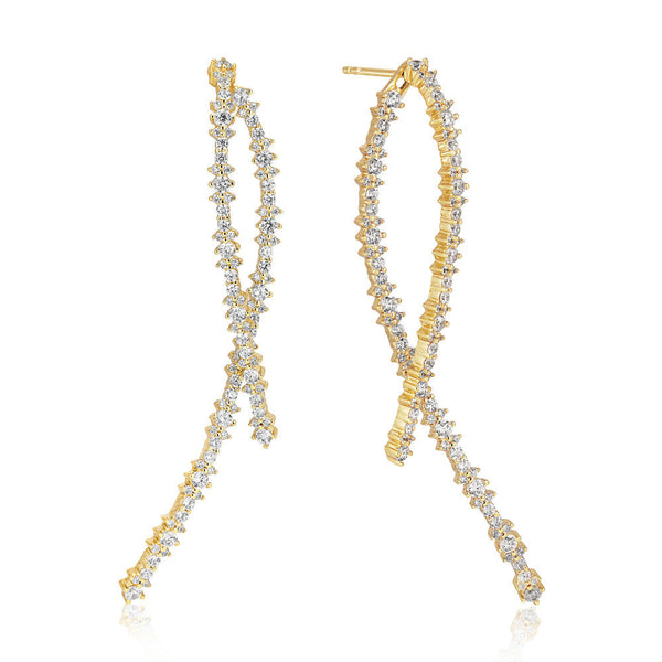 Livigno Lungo 18K Gold Plated Earrings w. Zirconias
