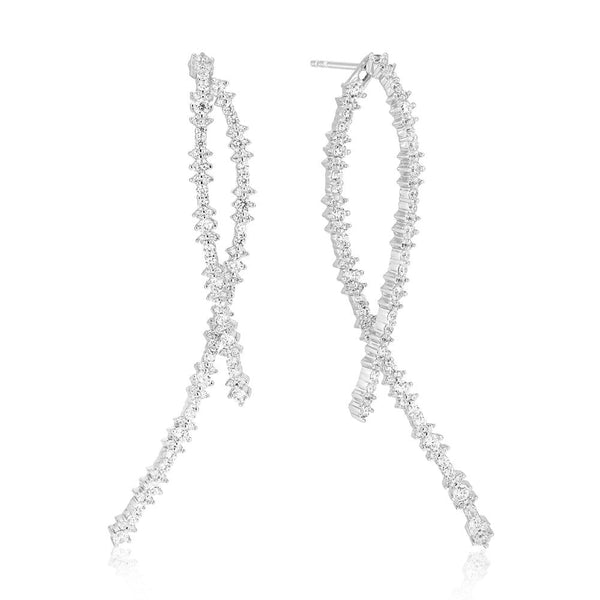 Livigno Lungo Silver Earrings w. Zirconias