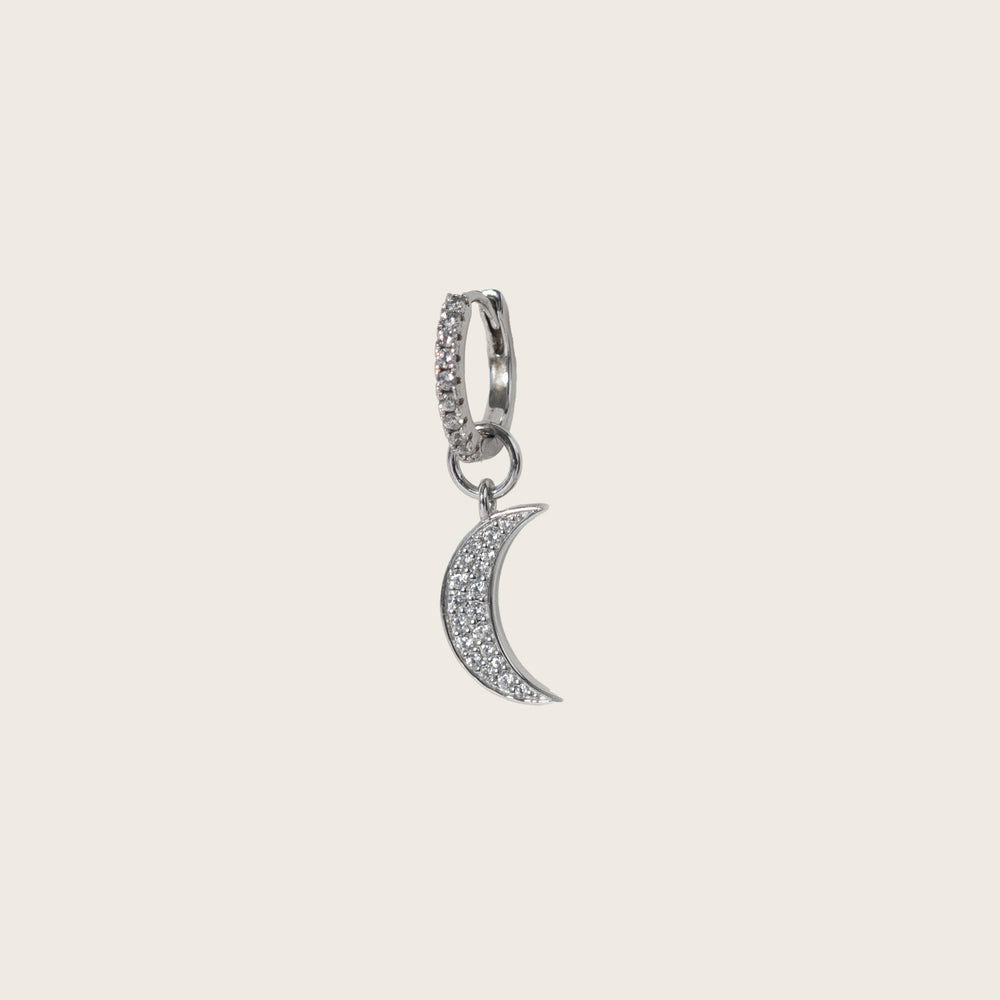 Hoop Charm Luna Silver Pendant w. Zirconia