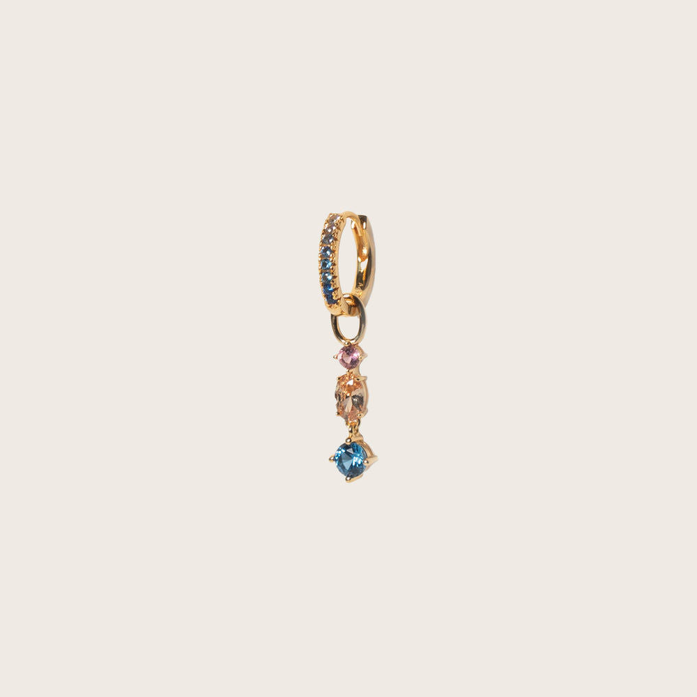 Hoop Charm Pendolo Tre 18K Gold Plated Pendant w. Zirconia