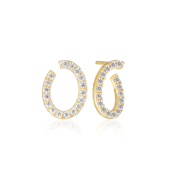 Ellisse Ovale 18K Gold Plated Earrings w. Zirconia