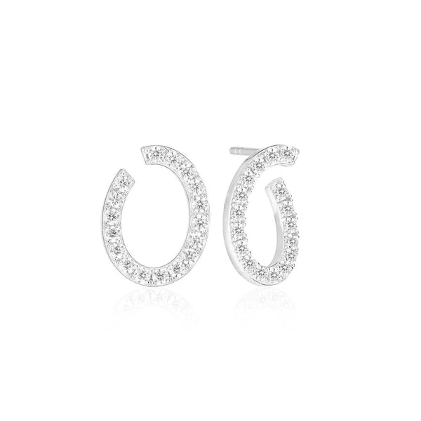 Ellisse Ovale Silver Earrings w. Zirconia
