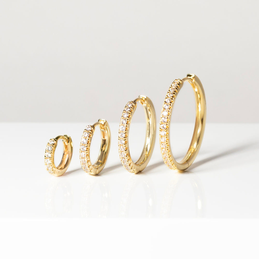 Ellera Grande Blandet farver 18K Forgyldte Hoops m. Zirkoner