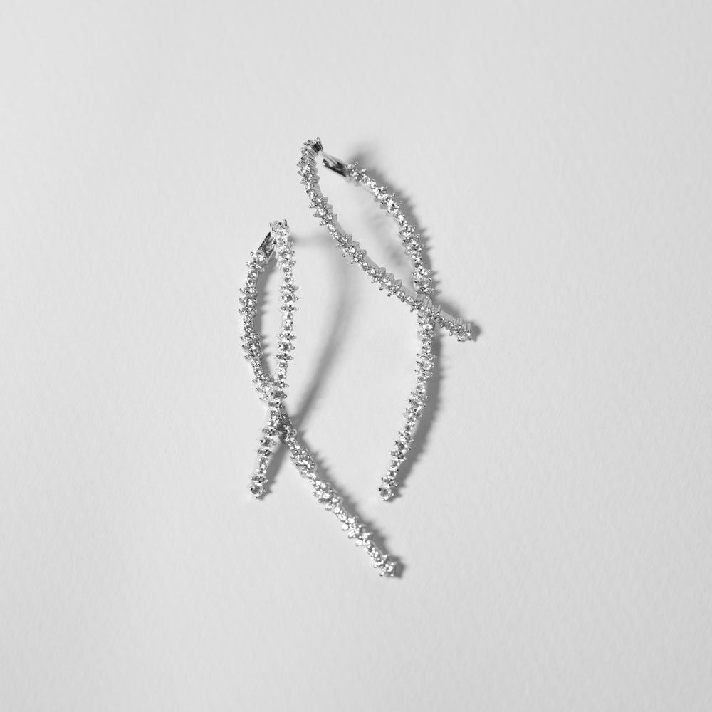 Livigno Lungo Silver Earrings w. Zirconias