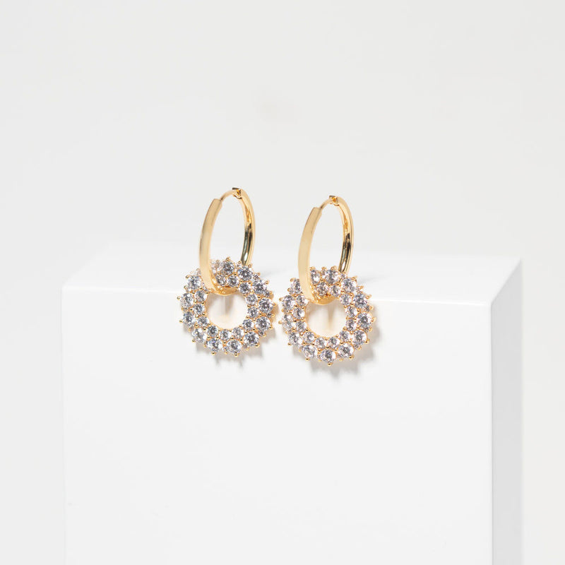 Livigno Due 18K Gold Plated Earrings w. Zirconias