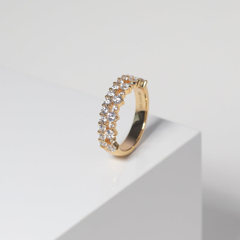 Livigno 18K Gold Plated Ring w. Zirconias