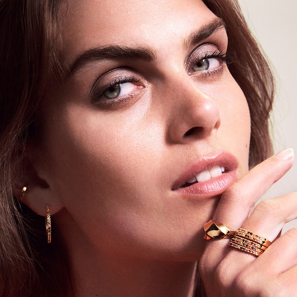 Ellera X-Grande Mixed Colours 18K Gold Plated Hoops w. Zirconia