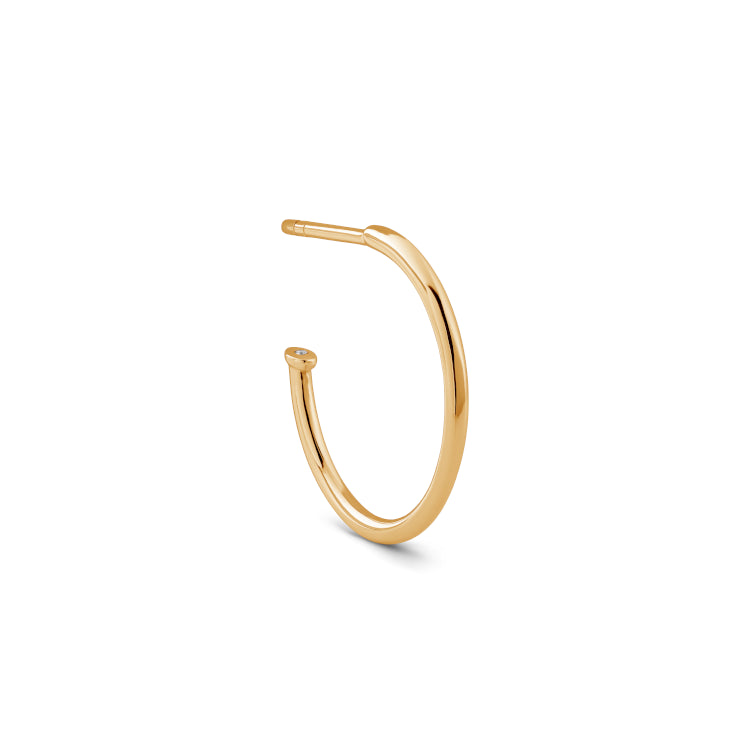 Rock Medium 18K Gold Hoop w. Diamond