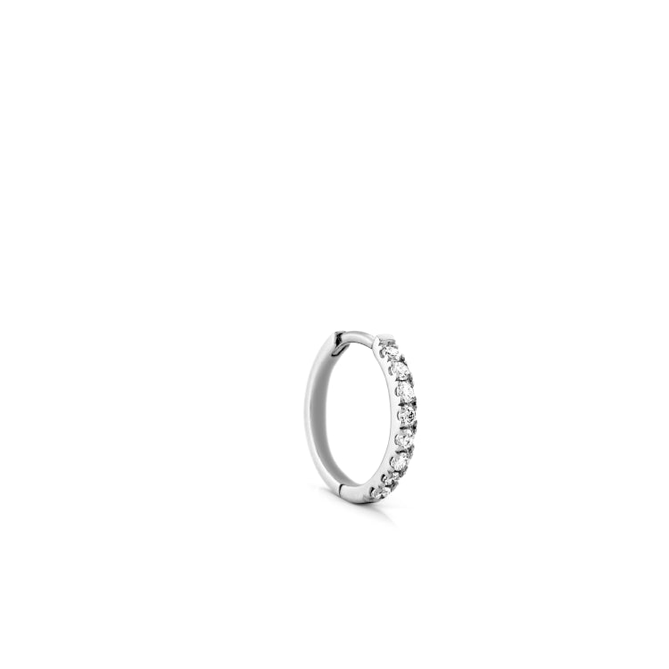 Rock Classic Small 18K Whitegold Hoop w. White Diamonds
