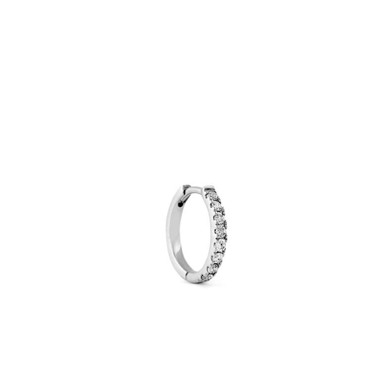 Rock Classic Small 18K Whitegold Hoop w. Grey Diamonds