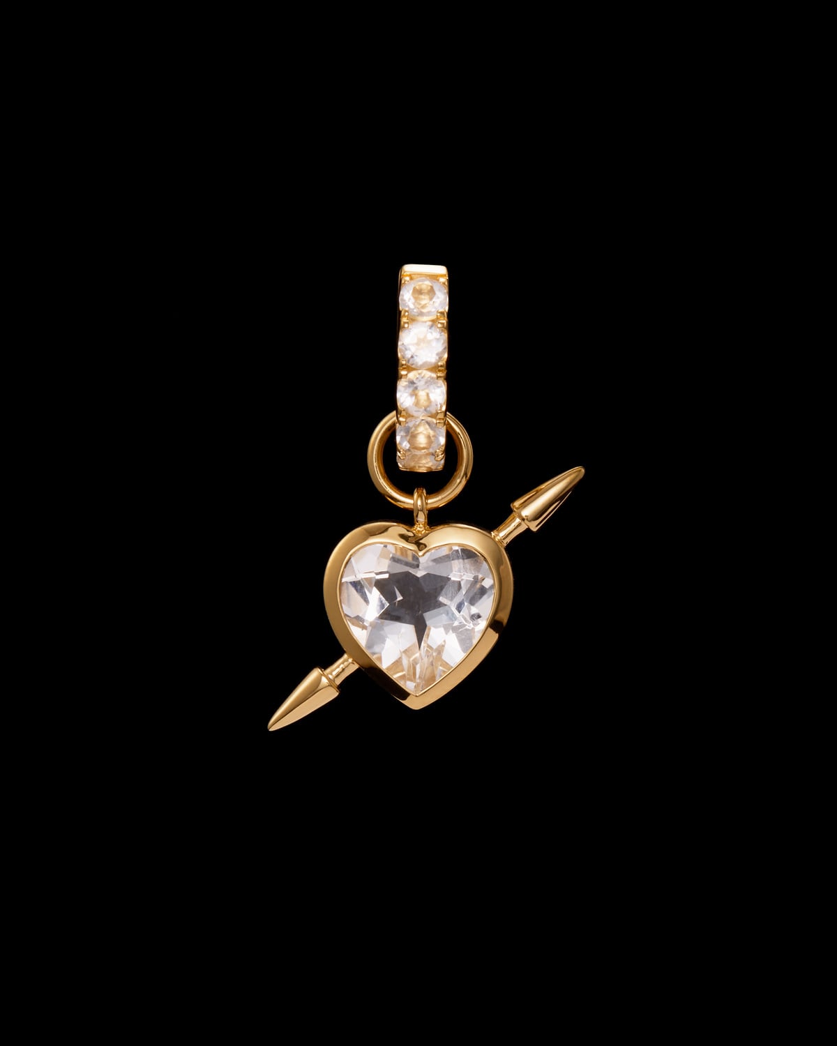 Rebel Love Gold Plated Earring w. Clear Quartz