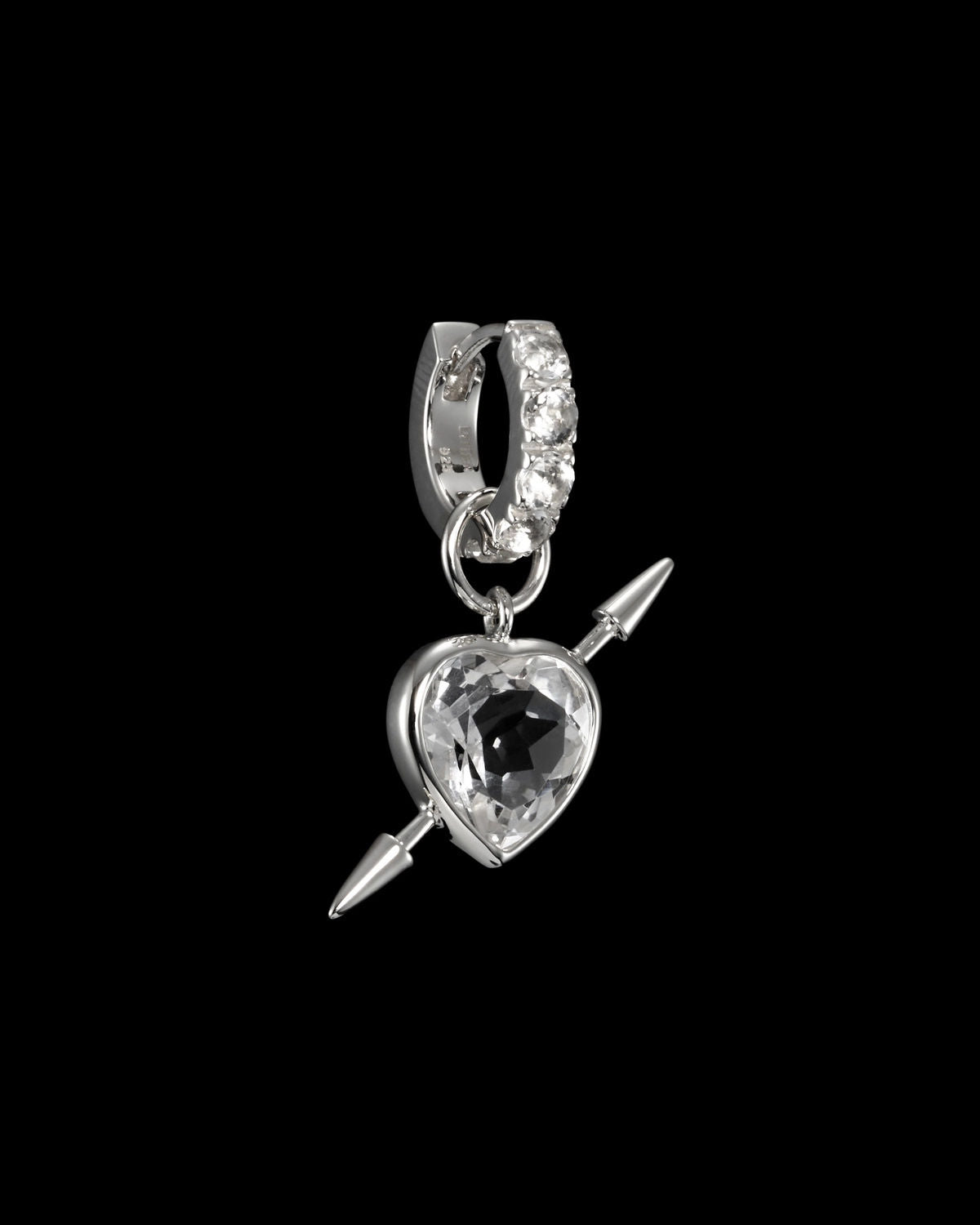 Rebel Love Silver Earring w. Clear Quartz