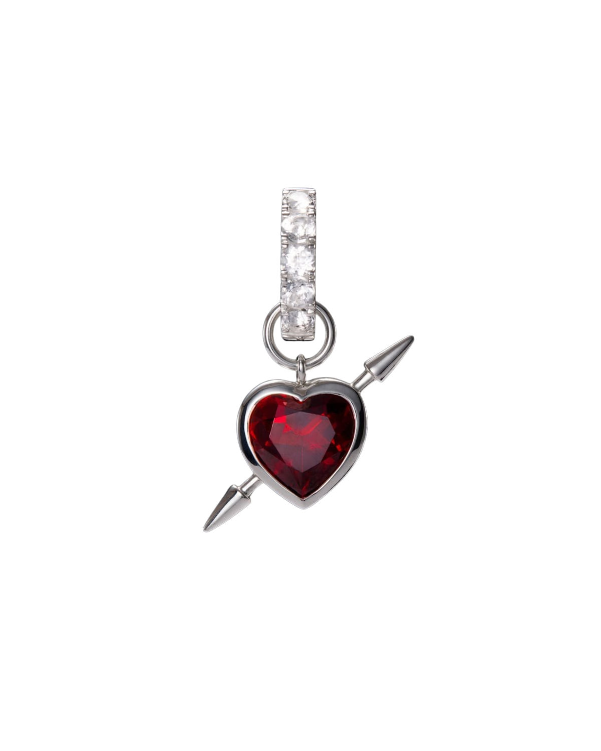 Rebel Love Sølv Ørering m. Klar Kvarts & Rød Granat