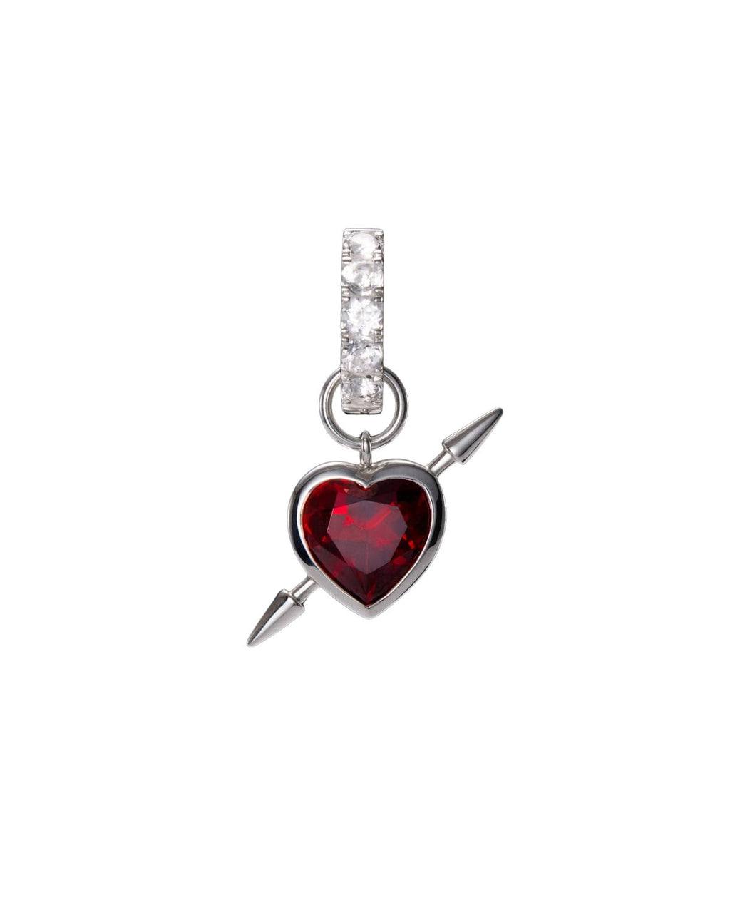 Rebel Love Silver Earring w. Clear Quartz & Red Garnet