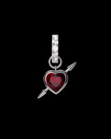 Rebel Love Silver Earring w. Clear Quartz & Red Garnet