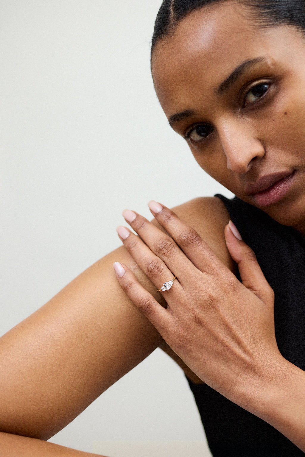 Three Stone 14k or 18k Gold Ring w. Lab-Grown Diamonds