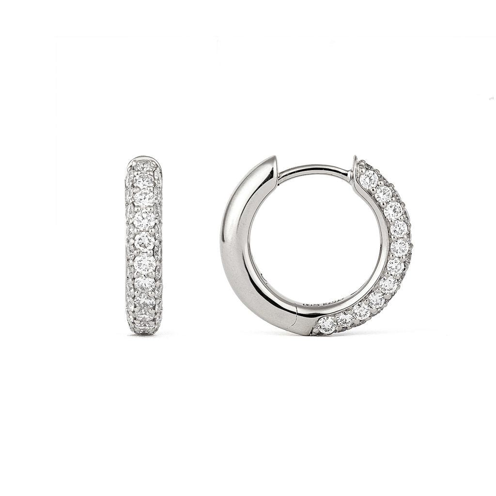 Classic Pavé 15 mm 18K Whitegold Hoops w. Diamonds