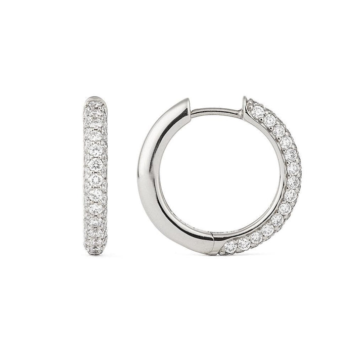 Classic Pavé 18 mm 18K Whitegold Hoops w. Diamonds