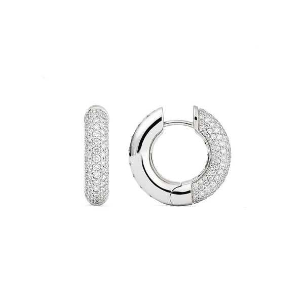 Absolute mittel (locker) 18K Whitegold Hoops w. Diamanten