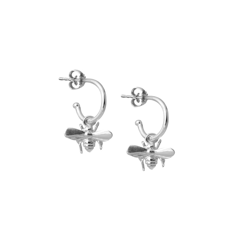 Bee Silver Hoops