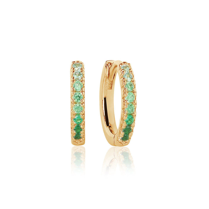 Ellera Medio Green 18K Gold plattiert Reifen w. Zirkonia