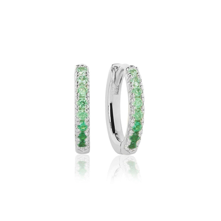 Ellera Medio Green Silver Hoops w. Zirconia