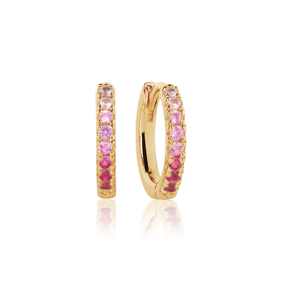 Ellera Medio Dark Pink 18K Gold Plated Hoops w. Zirconia