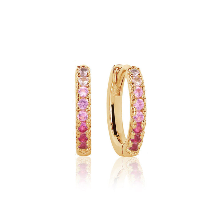 Ellera Medio Dark Pink 18K Gold Plated Hoops w. Zirconia