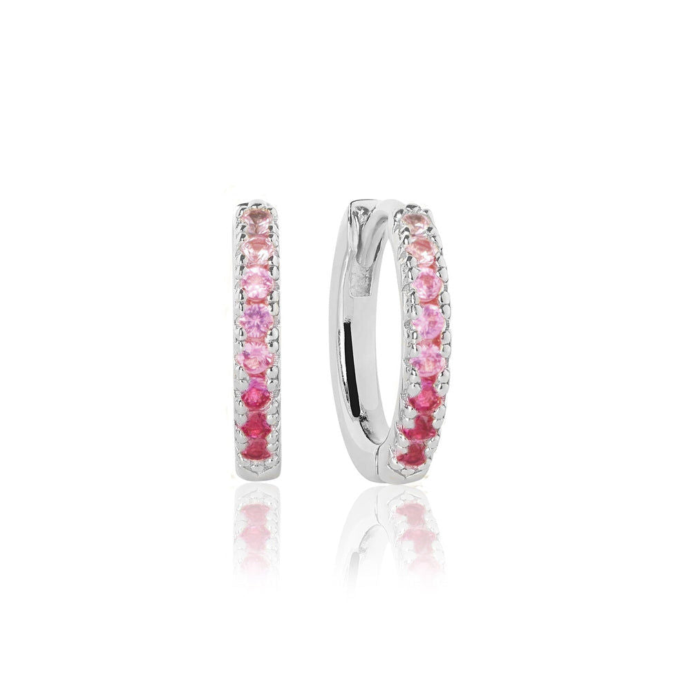 Ellera Medio Pink Silver Hoops w. Zirconia