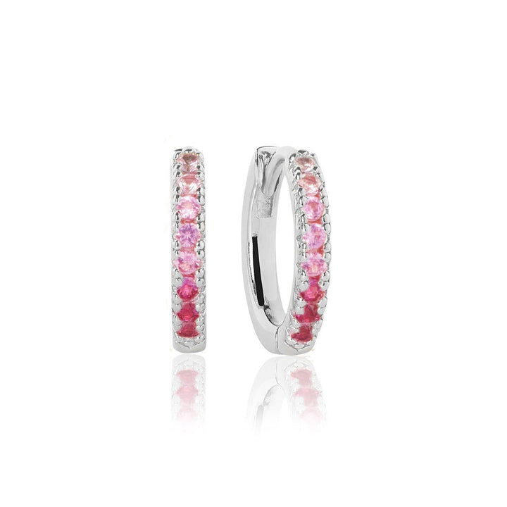 Ellera Medio Pink Silver Hoops w. Zirconia