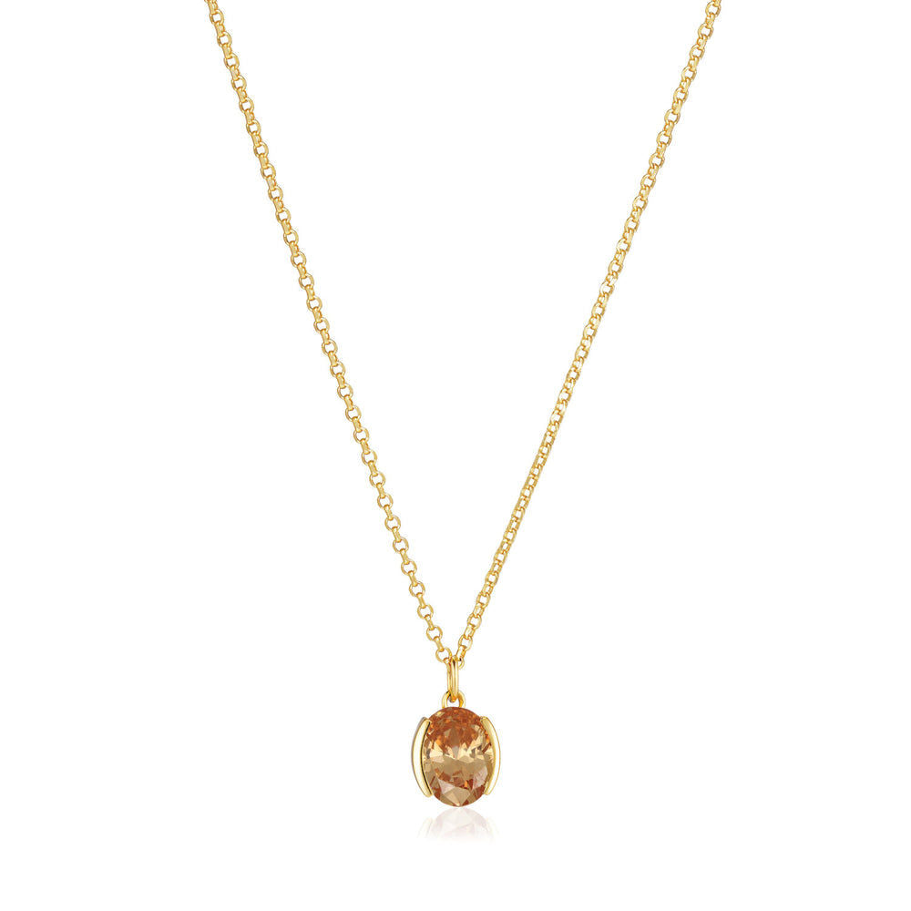 Ellisse Carezza 18K Forgyldt Halskæde m. Orange Zirkon