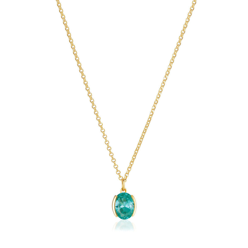 Ellisse Carezza 18K Gold Plated Necklace w. Green Zirconia