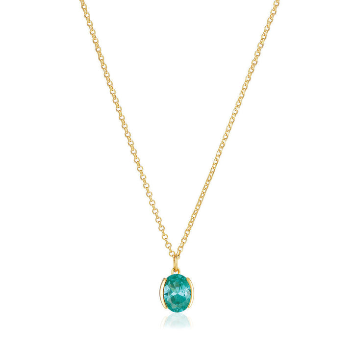 Ellisse Carezza 18K Gold Plated Necklace w. Green Zirconia