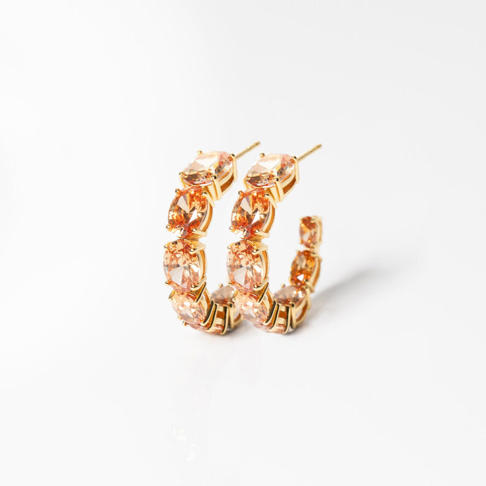 Ellisse Creolo 18K Gold Plated Hoops w. Orange Zirconia
